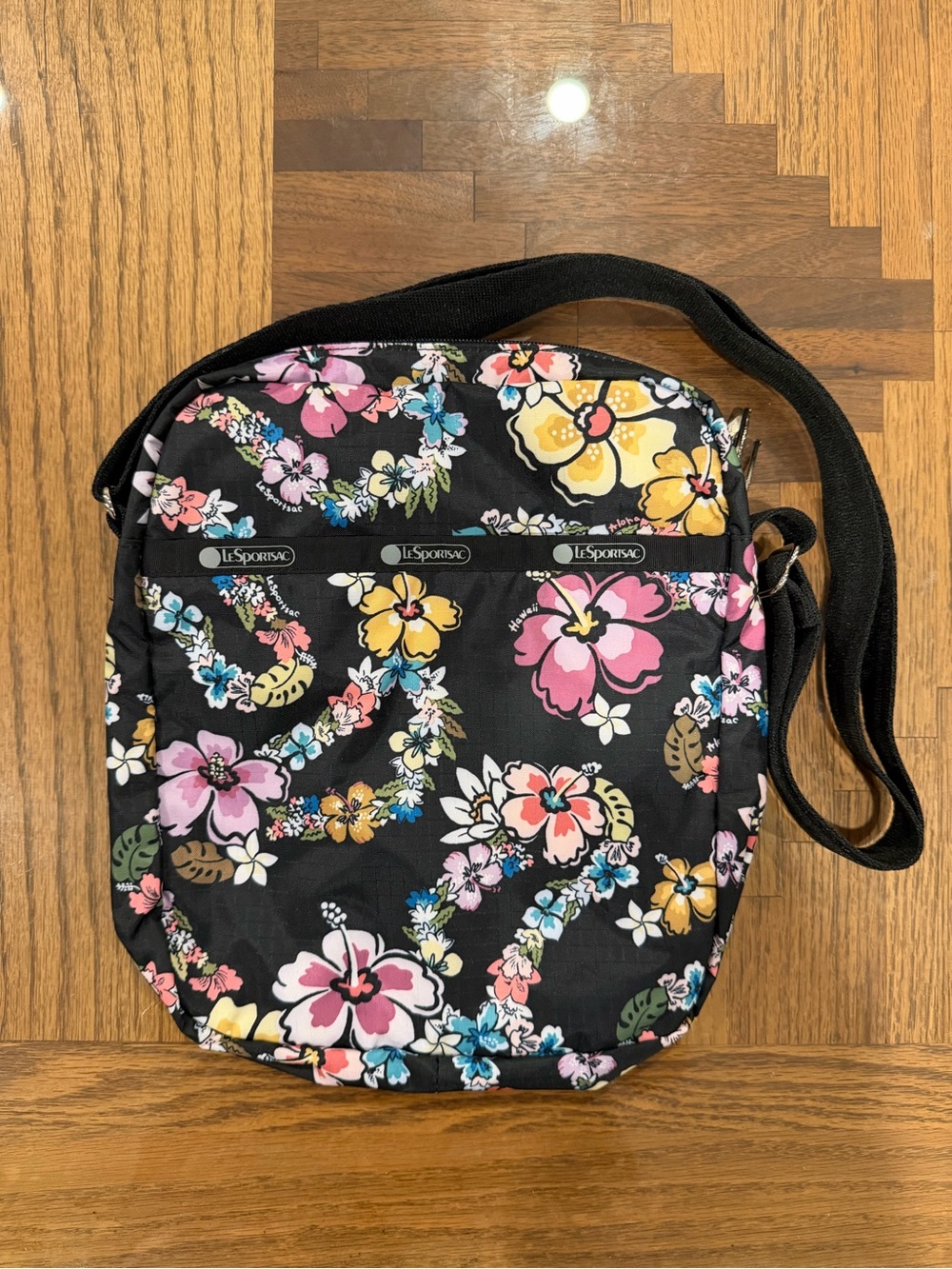 LeSportsac Hawaii Exclusive Black Floral Crossbody Bag